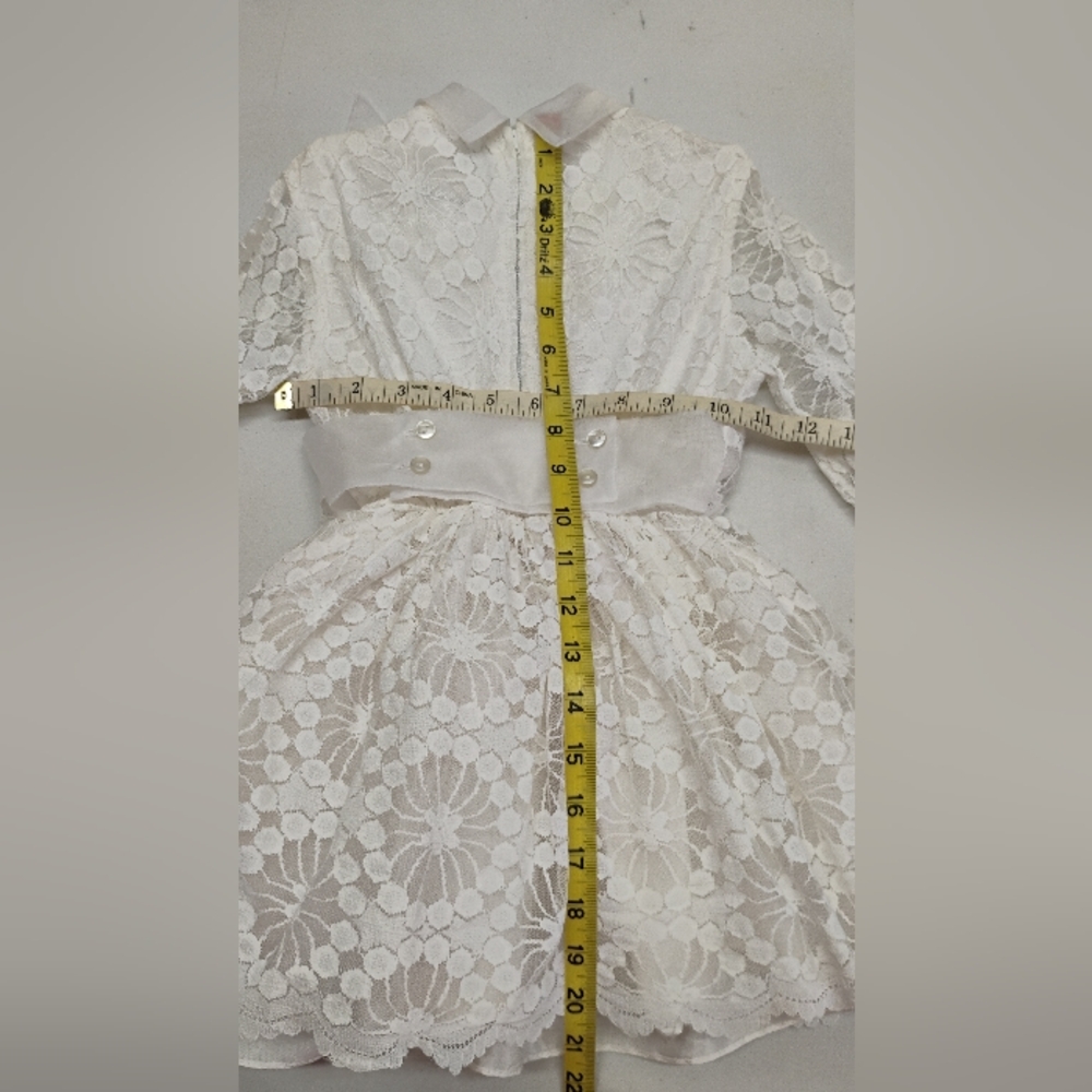 Laced Vintage Toddler Dress Sz 20" Chest Fit n Flare White Lined - Picture 5 of 16
